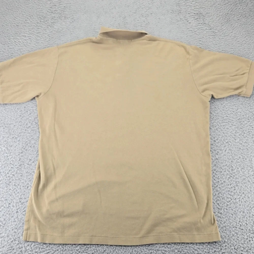 Polo By Ralph Lauren Shirt Mens Large Tan Vintage USA‎ Short Sleeve Blue Pony